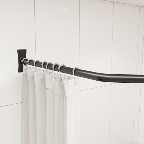 Naiture L Shape Shower Curtain Rod, 18-1/2" X 26" X 30-1/2", Black | 304 Stainless Steel, Includes 36" Ceiling Support & Hardware, Cut to Fit, Permanent Mount, Counterpart Wall Size 48" x 36" - color: Black, size: 18-1/2" X 26" X 30-1/2"