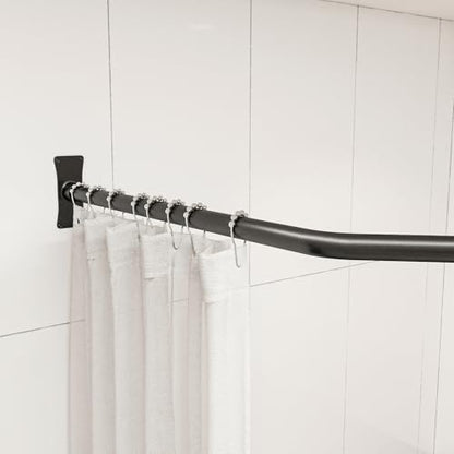 Naiture L Shape Shower Curtain Rod, 18-1/2" X 26" X 36", Black | 304 Stainless Steel, Includes 36" Ceiling Support & Hardware, Cut to Fit, Permanent Mount, Counterpart Wall Size 54" x 36" - color: Black, size: 18-1/2" X 26" X 36"