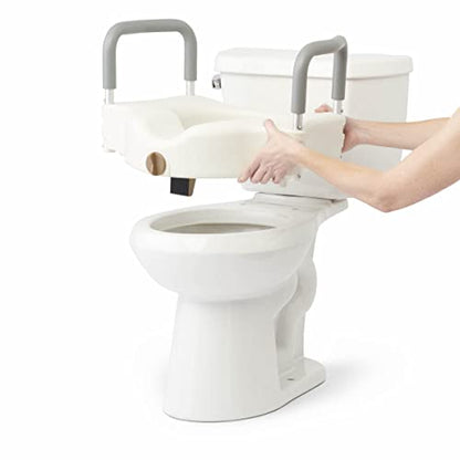 Medline Bariatric Raised Toilet Seat, Locking with Arm Rests, 4 Inch, 600 lb Capacity, Retail Packaging - Comfortable & Secure Solution for Heavy Individuals
