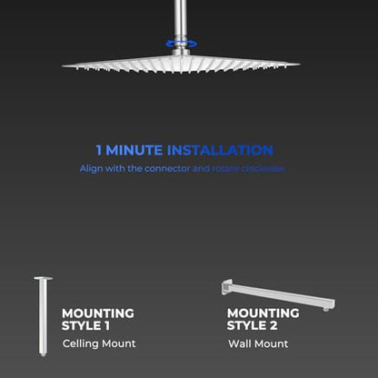 Square Rainfall Shower Head, High Pressure Flow with 304 Stainless Steel Made, Relaxed Shower Experience, Universal Ceiling or Wall Mount, 10inch Chrome - color: Chrome, size: 10 Inch