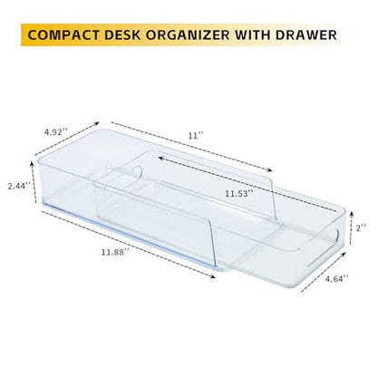 3 Tier Stackable Storage Drawer Organizer, Clear, Small | Plastic, Narrow Pull Out Container, For Under Sink, Corner, Kitchen Cabinet, Coffee bar, Pantry, Laundry, Countertop