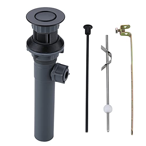 WOWOW Bathroom Drain Assembly Stopper with Lift Rod for Bathroom Faucet Vanity Sink Pop-Up Drain Stopper Assembly with Lift Rod and Overflow,Black - color: Matte Black, style: Style B: lift rod drain