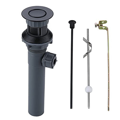 WOWOW Bathroom Drain Assembly Stopper with Lift Rod for Bathroom Faucet Vanity Sink Pop-Up Drain Stopper Assembly with Lift Rod and Overflow,Black - color: Matte Black, style: Style B: lift rod drain