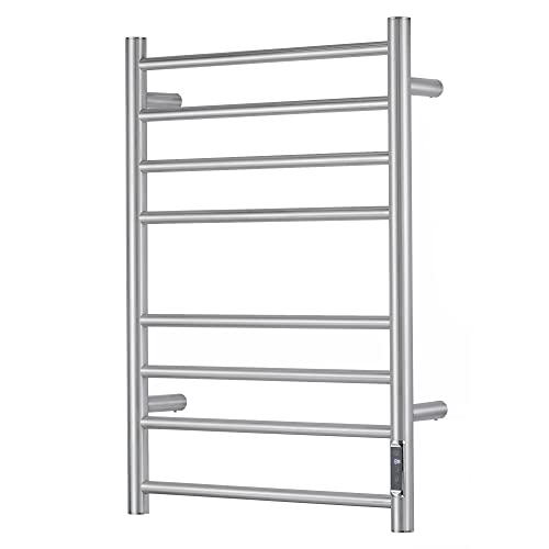 Towel Warmer with Built-in Timer ETW44-2S for Bathroom Wall Mounted Bath Towel Heater Plug-in Electric Heated Towel Rack Brushed