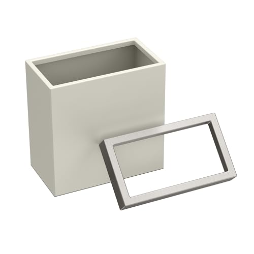 Gatco Small Bathroom Trash Can with Lid, Rectangle 3 Gallon Stainless Steel Wastebasket, Under Sink, Matte Pearl and Satin Nickel, for Bathroom, Bedroom, Office (1939SN) - color: Matte Peral / Satin
