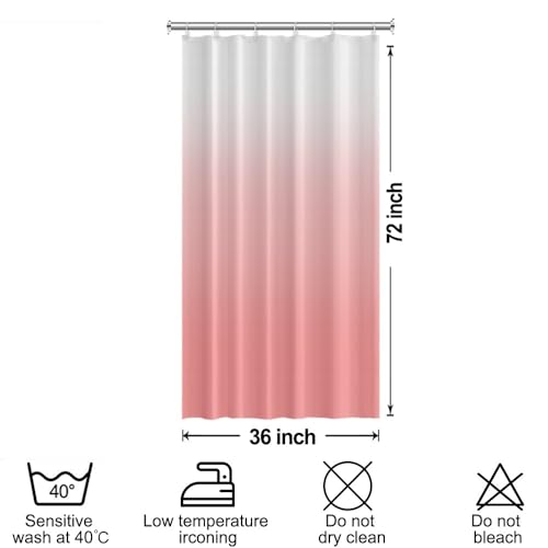Ombre Pink Stall RV Shower Curtain with Hooks 36x72inches | Machine Washable Waterproof, Modern Solid Boho Gradient, Bathroom Dorm Hotel Room Divider, Easy to Install, Window Curtain - color: Pink, size: 36"W x 72"L (Pack of 1)