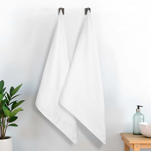 Superior Eco-Friendly Cotton Lightweight Bath Sheets, for Bathroom, Shower, Pool, Quick Dry Home Essentials, Sustainable Towels, 2 Pack Oversized Towels, Includes 2 Bath Sheets, 34" x 68", White - color: White - Z