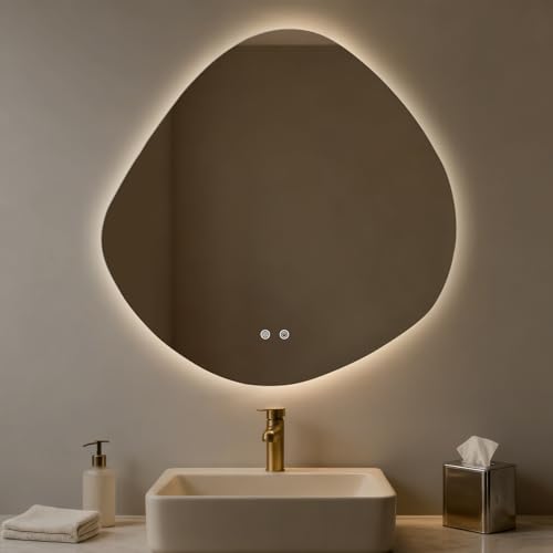 LED Bathroom Mirror with Lights, 30 x 30 Inch Led Bathroom Vanity Mirror for Wall, Anti Fog Mirror for Bathroom, 3 Colors and Dimmable Light, Horizontal/Vertical - color: Clear-irregular, size: 30"L x 30"W