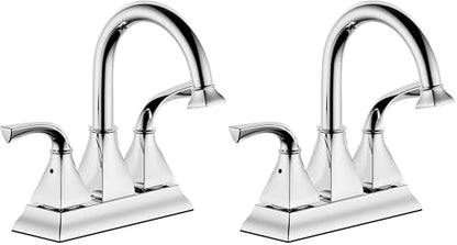 Centerset Polished Chrome Bathroom Faucet,4 Inch Two Handle Lavatory Bathroom Sink Faucet with Push up Pop-up Drain,F-4015-CP (Pack of 2) - color: Polished Chrome, size: Standard (Pack of 2)