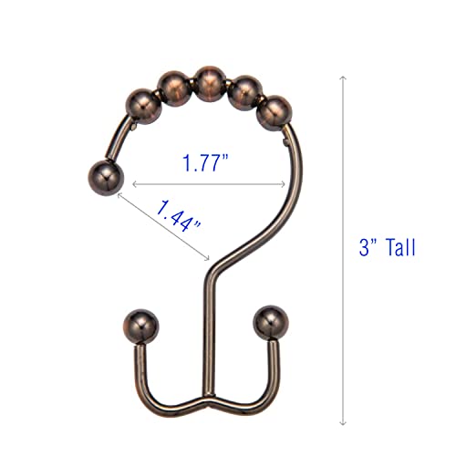 2lbDepot Shower Curtain Rings Hooks - Bronze Finish - Premium 18/8 Stainless Steel - Oil Rubbed Double Hooks with Easy Glide Rollers Rust Resistant - Six Finishes Available - Set of 12 for Shower Rod - color: Oil Rubbed Bronze