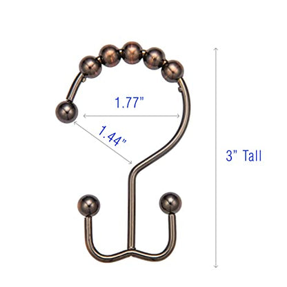 2lbDepot Shower Curtain Rings Hooks - Bronze Finish - Premium 18/8 Stainless Steel - Oil Rubbed Double Hooks with Easy Glide Rollers Rust Resistant - Six Finishes Available - Set of 12 for Shower Rod - color: Oil Rubbed Bronze