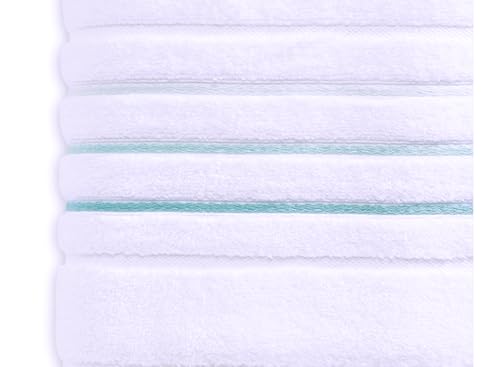 Bath Towels Set for Bathroom – Luxury 6-Piece Cotton Towels, Soft Absorbent & Quick Dry, 600 GSM Bath Towels for Bathroom, Hotel Spa Quality (White/Aqua Green, 6- Bath Towel Set) - color: White/Aqua Green