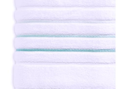 Bath Towels Set for Bathroom – Luxury 6-Piece Cotton Towels, Soft Absorbent & Quick Dry, 600 GSM Bath Towels for Bathroom, Hotel Spa Quality (White/Aqua Green, 6- Bath Towel Set) - color: White/Aqua Green