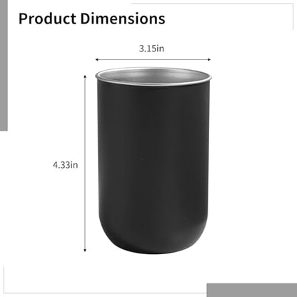 350Ml Metal Bathroom Cups, Black Matte Finish, Quality Easy to Clean, Modern Cylindrical Design, 3 Pcs Stainless Steel Mouthwash Cups for Bathroom