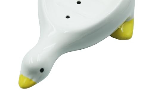 Duck Ceramic Soap Dish with Drain, 7.87 Inch Cute Duck Shaped Soap Tray, Sponge Holder, for Shower,Bathroom,Bar,Kitchen - color: Duck Soap Dish