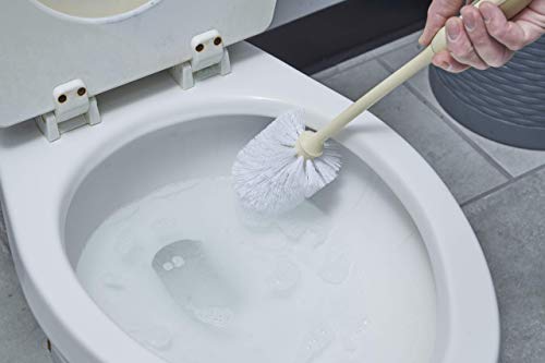 Superio Toilet Brush with Holder, Heavy-Duty Durable Bristles, Long Handle with Comfort Grip, Deep Cleaning Bathroom Toilet Bowl Brush, Beige - size: Toilet Brush - 1 Pack