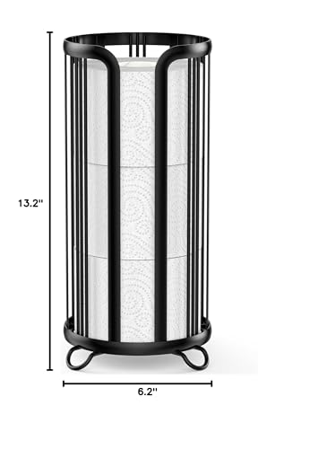 Toilet Paper Holder Stand, Freestanding Bathroom Tissue Organizer，Black | No Drilling No Assemble,Rustproof,Waterproof Raised Feet,Fit 3 Mega Rolls,Instant Paper Storage,Space-saving Renter Friendly - color: Black