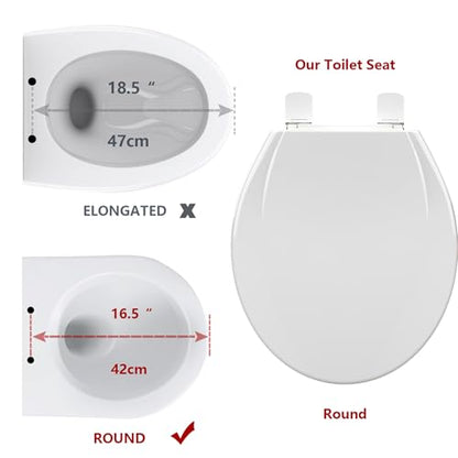 17" Round Toddler Toilet Seat, Built-In Potty Training Seat with Soft Quiet Close Non-Slip Design, Magnetic Kids Seat and Cover for Family Bathrooms, Durable and Easy to Clean,Blue - color: Blue, with Toddler Seat, size: Round (17″)