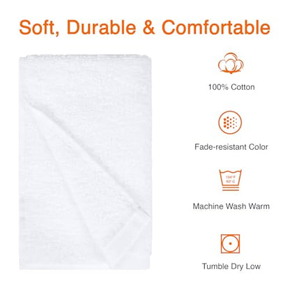 Amazon Basics Soft and Thick Cotton Hand Towels for Gym, Quick Drying, 16 x 26 in, White, 24-Pack - color: White, size: 24 Pack