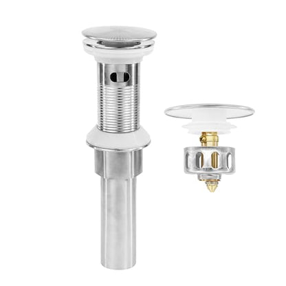 Bathroom Sink Drain,Drain Stopper Bathroom Sink with Overflow,Pop Up Drain Assembly with Detachable Strainer Basket,Built-in Anti-Clogging, Stainless Steel Nut Brushed Nickel - color: Brushed Nickel-big Cap, style: With Overflow