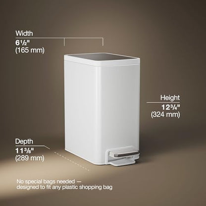 Kohler 6 Liter (1.5 Gallon) Stainless Steel Step Trash Can, White - color: White Stainless Steel, size: 1.6 Gallon - Step Can