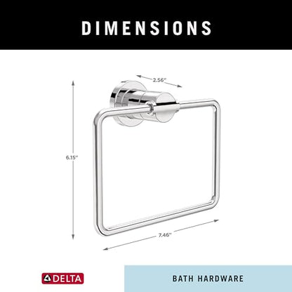 Delta Nicoli (1-Pack) Hand Towel Holder Polished Chrome Towel Racks for Bathroom Wall Square Towel Ring Holder for Bath Towel Hanger for Kitchen, Bathroom Accessories NIC46-PC
