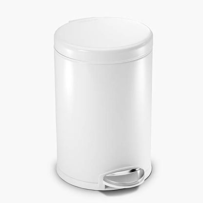 simplehuman 4.5 Liter Bathroom Trash Can, White Steel, Pack of 6 - color: White, size: 4.5 Liter / 1.2 Gallon (Pack of 6)