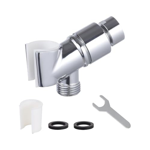 All Metal Handheld Shower Head Holder, Adjustable Shower Wand Holder with Brass Pivot Ball，Shower Arm Holder Mount for Connecting Shower Arm and Shower Hose，Chrome - color: Chrome