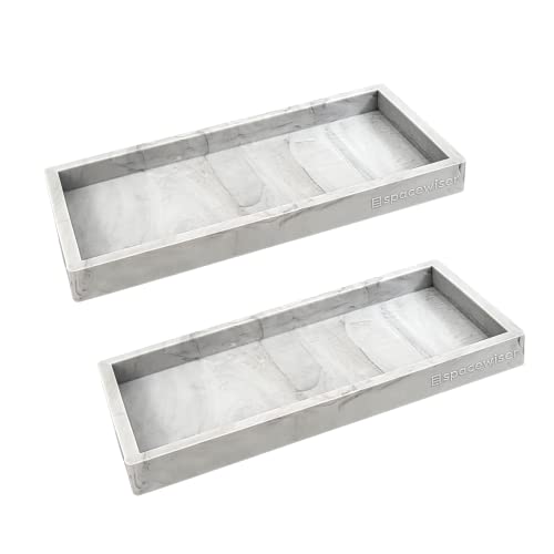 Countertop & Vanity Silicone Tray – 2 PC Small 7.7" Soap Tray | Kitchen Soap Tray Set, Dish Soap Tray for Kitchen Counter, Kitchen Sink Tray, Silicone Soap Dispenser Tray & Sponge Holder - color: Marble Design, size: 2 PC Small - 7"