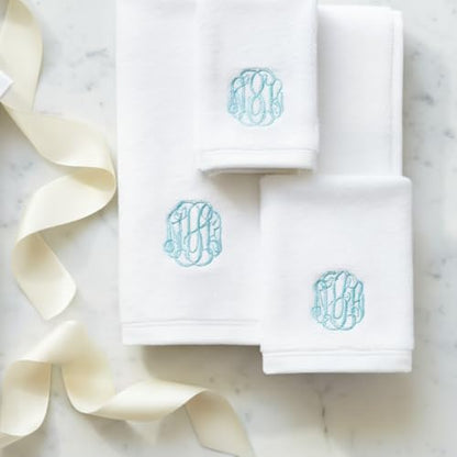 Personalized Monogrammed Bath Towel Set, 100% Cotton, Custom Embroidered Initials, Hotel Style, White Navy Grey Beige - color: White