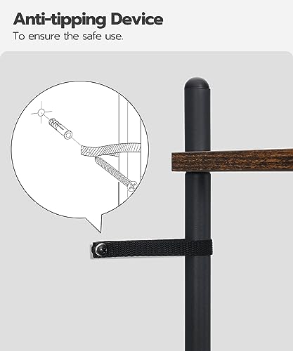 HOOBRO Over the Toilet Storage, 4-Tier Over Toilet Bathroom Organizer, Freestanding Above Toilet Shelf with Adjustable Feet, Space Saving, Easy to Assemble, Rustic Brown and Black BF64TS01