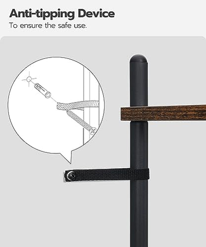 HOOBRO Over the Toilet Storage, 4-Tier Over Toilet Bathroom Organizer, Freestanding Above Toilet Shelf with Adjustable Feet, Space Saving, Easy to Assemble, Rustic Brown and Black BF64TS01