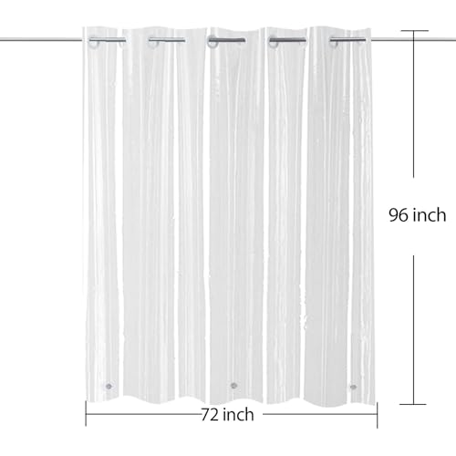 Clear XL Shower Curtain Liner 96 inches Long, Heavy Duty Hooks Free | No Hook Needed Extra Long 72x96 in, PEVA Plastic Vinyl Waterproof Bathroom Curtain Transparent Shower Liner - color: Clear, size: 72"W x 96"L (Pack of 1)