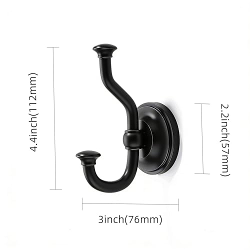 1 Pack 4-1/2 Inch Zinc Alloy Matte Black Towel Hooks | Solid Metal | Wall Mount | Robe Hooks | Coat Hooks | For Bathroom, Shower, Bedroom, Entryway | Bathroom Hardware Accessories - color: Black