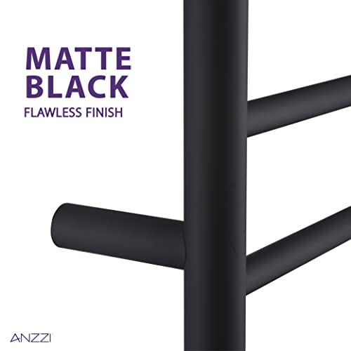 ANZZI Gown 7-Bar Wall Mounted Towel Warmer in Matte Black, Energy Efficient 70W Electric Plug in Heated Towel Rack for Bathroom, Stainless Steel Towel Heater Rail Quick Towel Dryer, TW-AZ027MBK - color: Matte Black