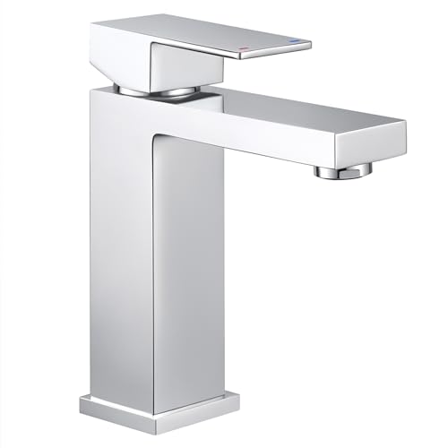 KES Chrome Bathroom Sink Faucet Single Hole Bathroom Faucets Single Handle for Modern Washroom Vanity RV Farmhouse Sink cUPC Certified Lead-Free, L3120ALFF12-CH - color: Chrome, style: NO Drain - Short Faucet
