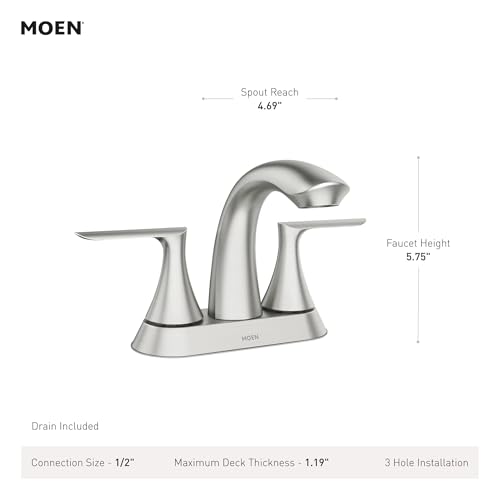 Moen Findlay Spot Resist Brushed Nickel Two Handle 4-Inch Centerset Bathroom Faucet, 84515SRN
