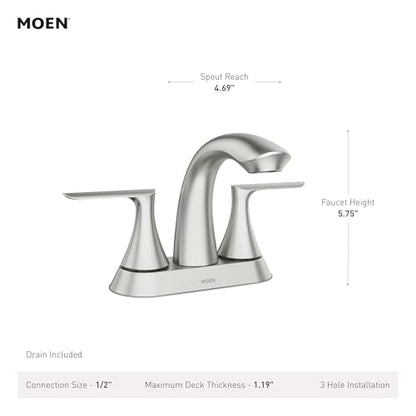 Moen Findlay Spot Resist Brushed Nickel Two Handle 4-Inch Centerset Bathroom Faucet, 84515SRN
