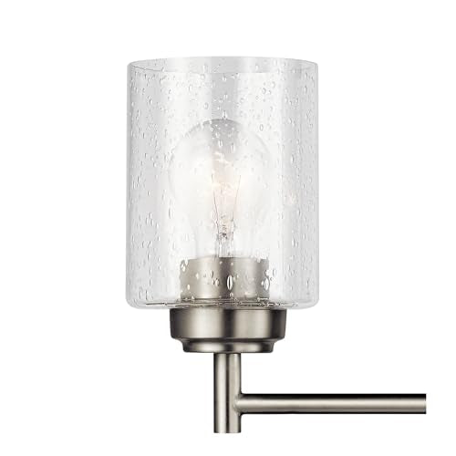 Kichler Winslow 21.5" Vanity Light in Brushed Nickel, 3-Light Transitional Bathroom Light with Clear Seeded Glass. (21.5" W x 9.25" H), 45886NI | Clear seeded glass vanity light for bathroom mirrors (21.5" x 9.25" x 12"), 45886NI - color: Brushed Nickel,