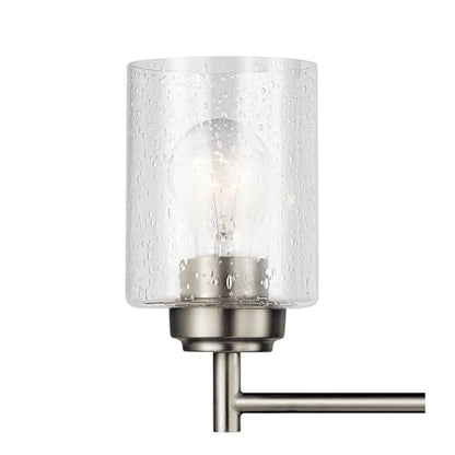 Kichler Winslow 21.5" Vanity Light in Brushed Nickel, 3-Light Transitional Bathroom Light with Clear Seeded Glass. (21.5" W x 9.25" H), 45886NI | Clear seeded glass vanity light for bathroom mirrors (21.5" x 9.25" x 12"), 45886NI - color: Brushed Nickel,
