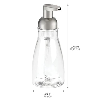 iDesign Refillable Foaming Soap Dispenser for Kitchen or Bathroom Vanity - Set of 2 - Clear/Brushed Nickel - color: Clear/Brushed Nickel, style: Pack of 2