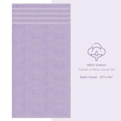 American Soft Linen 100% Cotton Luxury Turkish Towels, 4 PC Bath Towel Set | Soft Absorbent Quick Dry OEKO Tex Standard 100 Certificated Durable Machine Washable Premium Hotel Quality - color: Lilac, size: 27"x54"
