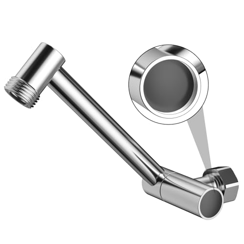5"Adjustable Shower Extension Arm with Push-Button Lock Easy Install Chrome | Solid Brass One-Hand Adjust height High pressure resistance, long-term durability for All Rain & Handheld Showerheads - color: Chrome, size: 5 Inches