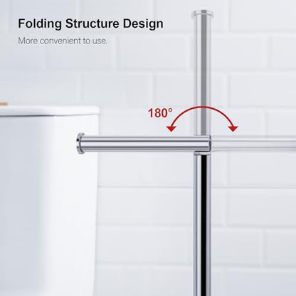 BAGNOLUX Bathroom Toilet Paper Holder Stand with Reserve, SUS304 Stainless Steel Rustproof Pedestal Tissue Roll Holder Heavy Duty, Polished Chrome - color: Polished Chrome