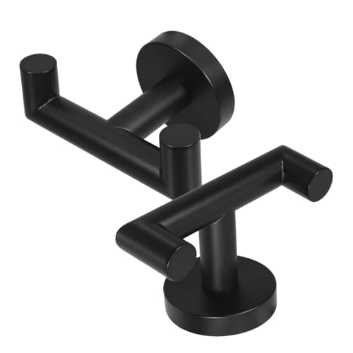 2pcs Stainless Steel Wall Towel Rack Black Over The Door Hanger Hook Bathroom Kitchen Accessory