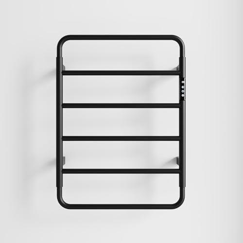 Towel Warmer, Stainless Steel Heated Towel Racks for Bathroom, 6 Bars Wall Mounted Towel Heater with Intelligent Touch Screen Timer & Temperature Adjustment, Plug-in/Hard-Wired, Black - color: Black, size: 6-Bar