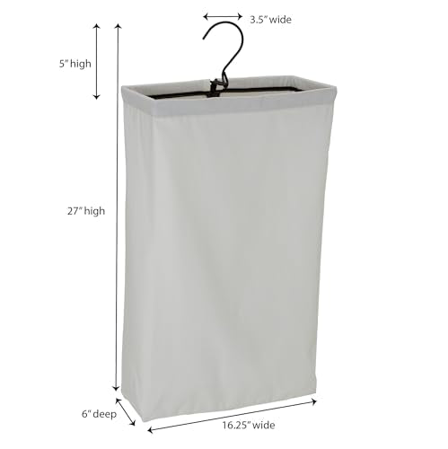 Household Essentials Door Hanging Laundry Bag in Washable Canvas with Loop Handle, White with Black Trim - color: White/Black