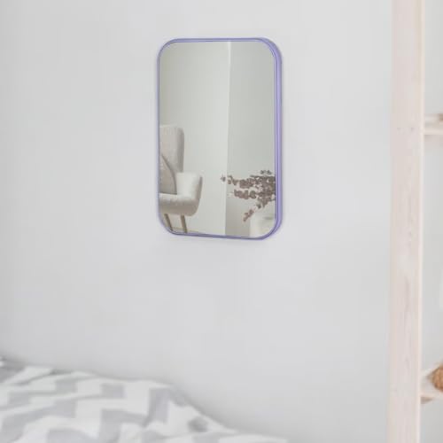 8-Inch Table Desk Vanity Makeup Mirror, Simple Portable Travel Mirror with Stand, Standing and Wall Hanging Dual-use, Purple - color: Purple