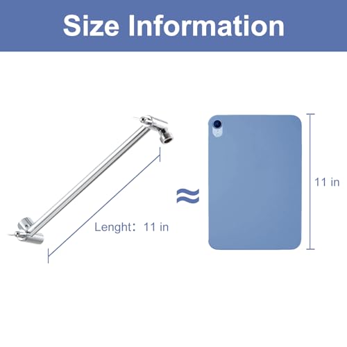 OFFO 11 inch Shower Head Extension Arm, Adjustable Height & Angle Shower Arm Extender with Locking Nut, Universal G1/2 Connector for Fixed and Handheld Showerhead, Chrome - color: Chrome, style: 11 in