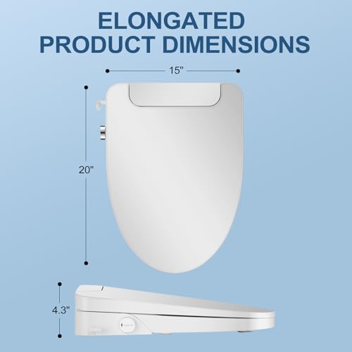 Electric Bidet Toilet Seat, Elongated, Warm Water with Air Dryer, Heated Seat and Slow Close Lid, Front and Rear Wash, LED Nightlight, Wireless Remote, White, 101